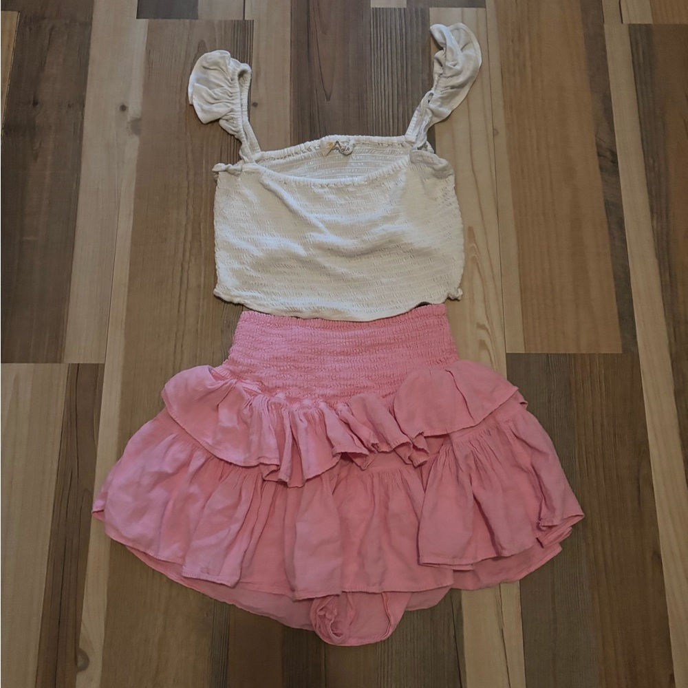 Ocean Drive Cream and Pink Ruffle Set